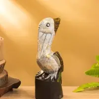 Сувенир интерьерный "Пеликан" 7х7х20 см, дерево, цв. белый с золотом