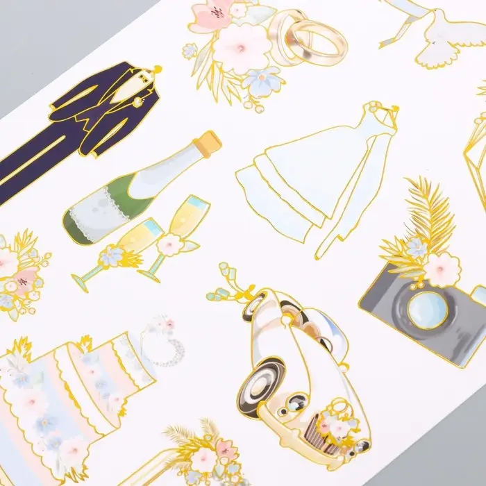 Наклейки бумага "Свадьба" набор 2 листа 20х15 см