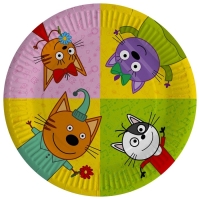 Тарелка бумажная &laquo;Три кота&raquo;, в наборе 6 шт., 18 см