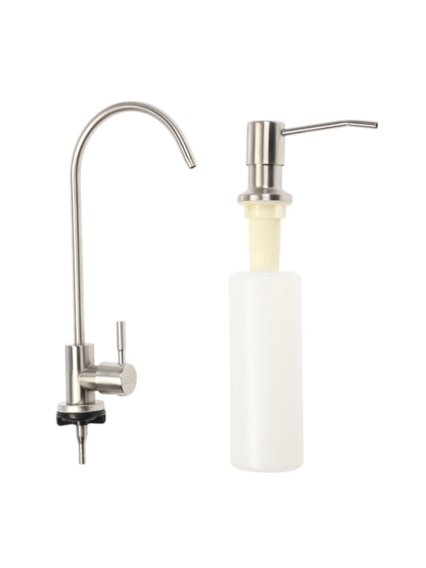 Кухонная мойка ZEIN M05, S=3.0 и 0.7 мм, смеситель, корзины, кран для питьевой воды, сатин