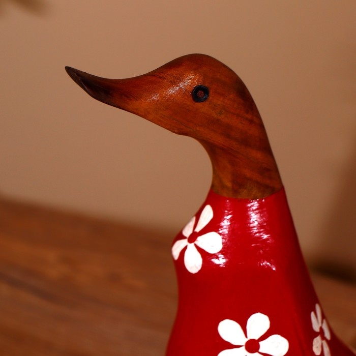 Сувенир "Утка в цветочек " дерево 25 см