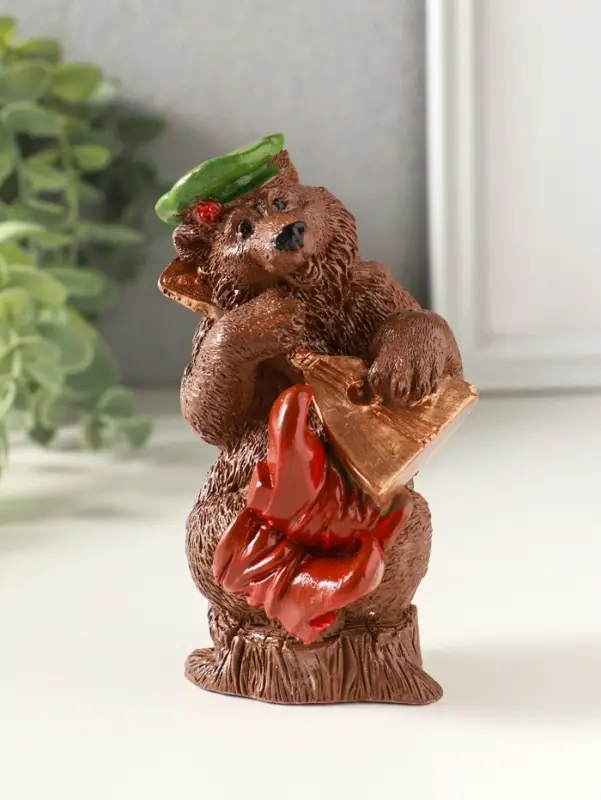 Фигурка гипс &laquo;Медведь с балалайкой&raquo;, 12&times;7 см, коричневый