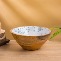 Салатник "Черепаха и цветы" дерево манго 25х25х10 см