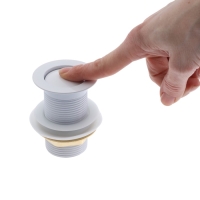 Донный клапан ZEIN engr, маленькая кнопка, без перелива, нержавеющая сталь, белый