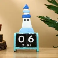 Календарь настольный "Маяк" дерево 11х5х19 см, цв. бирюзово-синий