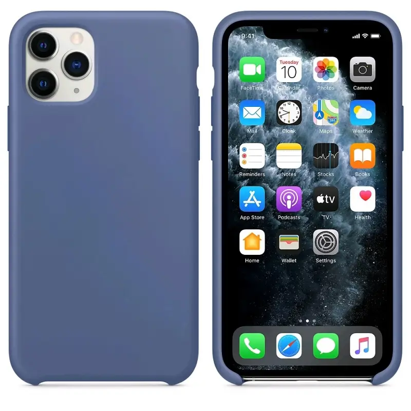Чехол iPh 11 Pro Max Silicon Case 100% ORG Linen Blue (c LOGO)