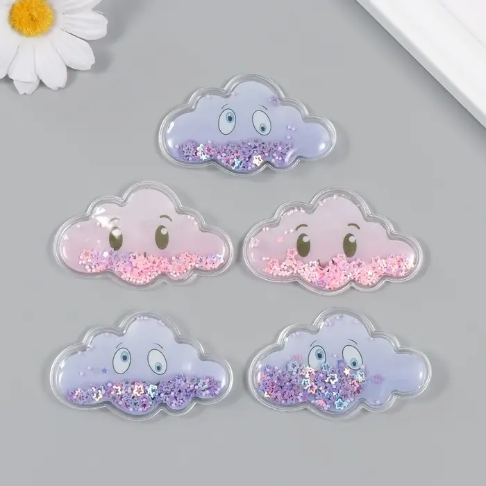 Шейкер для творчества PVC "Облачко" с глиттером МИКС 4х6,5 см