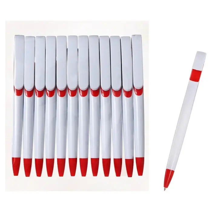 Ручка шариковая автоматическая Calligrata, 1.0 мм, клип 1&times;5 см, под логотип, корпус белый с красным, стержень синий