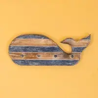 Вешалка "Кит" с 3 крючками, дерево 44х2х18 см, цв. синий