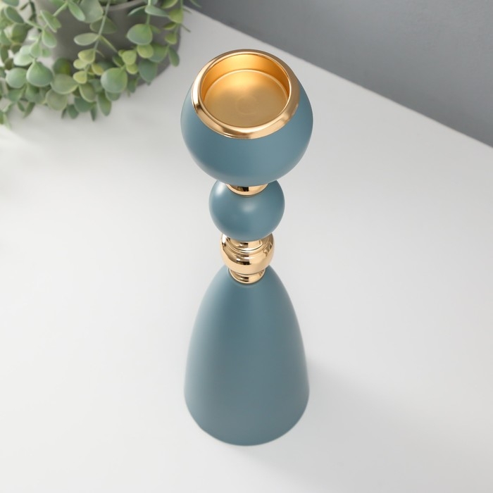 Подсвечник металл на 1 свечу Подсвечник металл на 1 свечу "Голубая лагуна" d=5 см золото 10х10х40,5 см