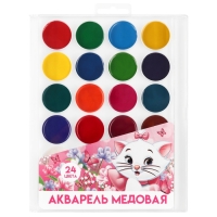 Акварель 24цв пластик, &laquo;Кошечка мари&raquo;, европодвес