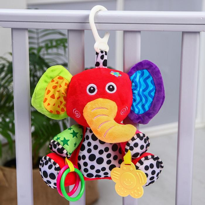 Подвеска мягкая &laquo;Слоник Бибо&raquo;, погремушка, прорезыватель, на кроватку, коляску, Крошка Я