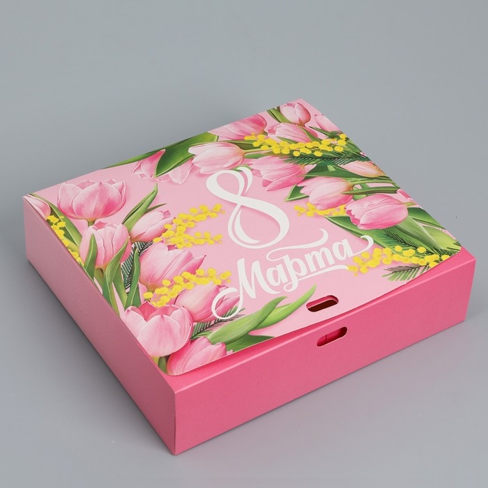 Коробка подарочная складная, упаковка, &laquo;С 8 марта&raquo;, 20 х 18 х 5 см