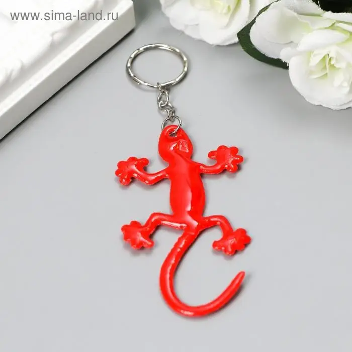 Брелок пластик светоотражающий "Ящерица" МИКС 8х4,2 см