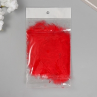 Перо декоративное гусиное пуховое "Алое" набор 40 шт h=10-15 см