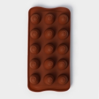 Форма для конфет и шоколада Доляна &laquo;Рондо&raquo;, силикон, 21&times;10,5&times;3 см, 15 ячеек, цвет коричневый