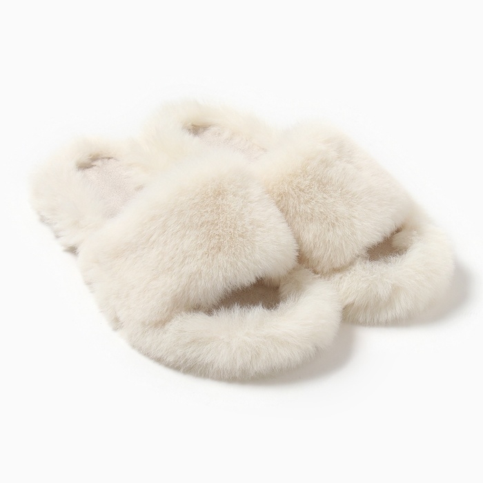 Тапочки женские с открытым носом, размер 38, молочный