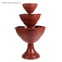 Клумба пластиковая, 3 яруса, d = 27&ndash;40&ndash;55 см, h = 90 см, коричневая, &laquo;Водопад&raquo;