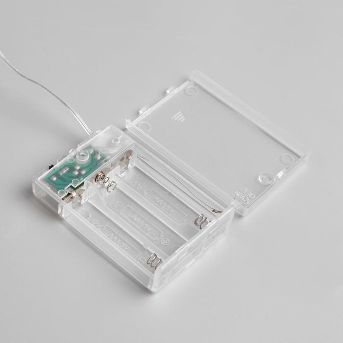 Гирлянда &laquo;Мишура&raquo; 5 м роса, IP20, серебристая нить, 100 LED, 2 режима, батарейки AAх3 (нет в комплекте), свечение тёплое белое