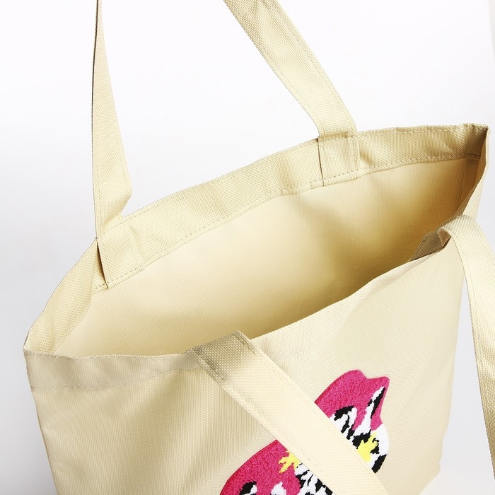 Шопер текстильный с вышивкой Smile , 40х35 см, бежевый цвет