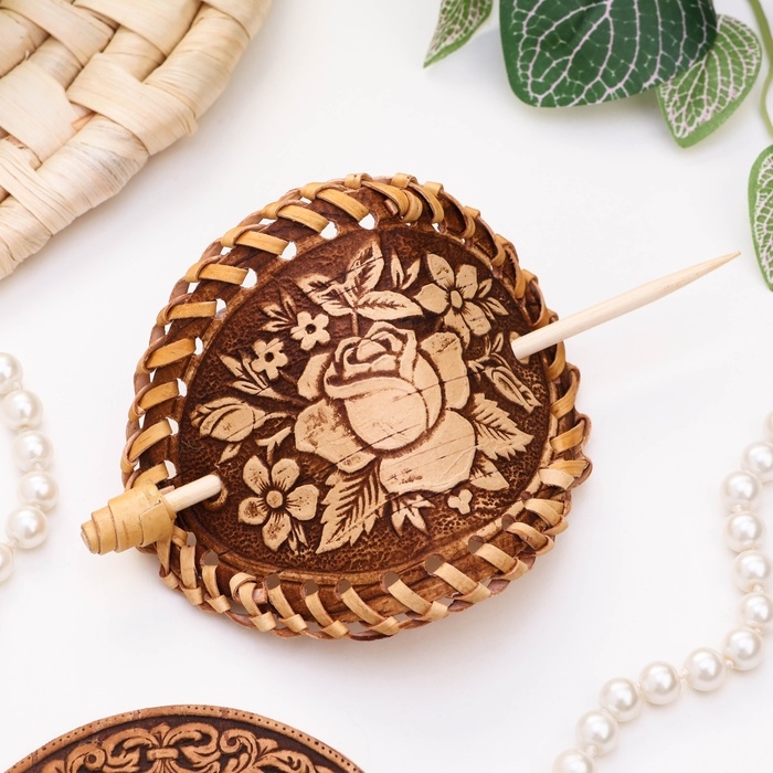 Заколка «Розы», береста Заколка «Розы», береста