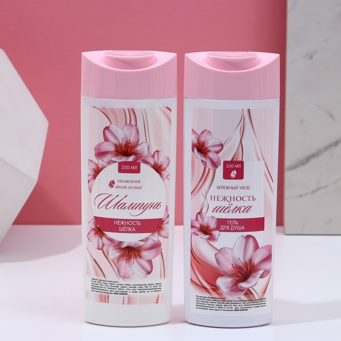 Подарочный набор косметики «Окунись с нежность», гель для душа и шампунь для волос, 2 х 250 мл, ЧИСТОЕ СЧАСТЬЕ Подарочный набор косметики «Окунись с нежность», гель для душа и шампунь для волос, 2 х 250 мл, ЧИСТОЕ СЧАСТЬЕ
