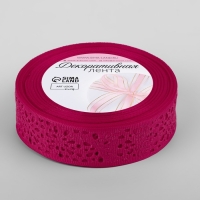 Лента декоративная, репсовая, ажурная, 25 мм × 9,1 ± 0,5 м, цвет малиновый Лента декоративная, репсовая, ажурная, 25 мм × 9,1 ± 0,5 м, цвет малиновый