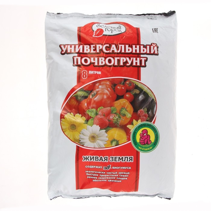 Почвогрунт на основе Биогумуса Универсальный, Зеленый город, 8 л Почвогрунт на основе Биогумуса Универсальный, Зеленый город, 8 л