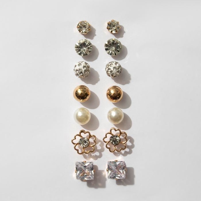 Пусеты 7 пар &laquo;На каждый день&raquo; набор вечеринка, цвет МИКС