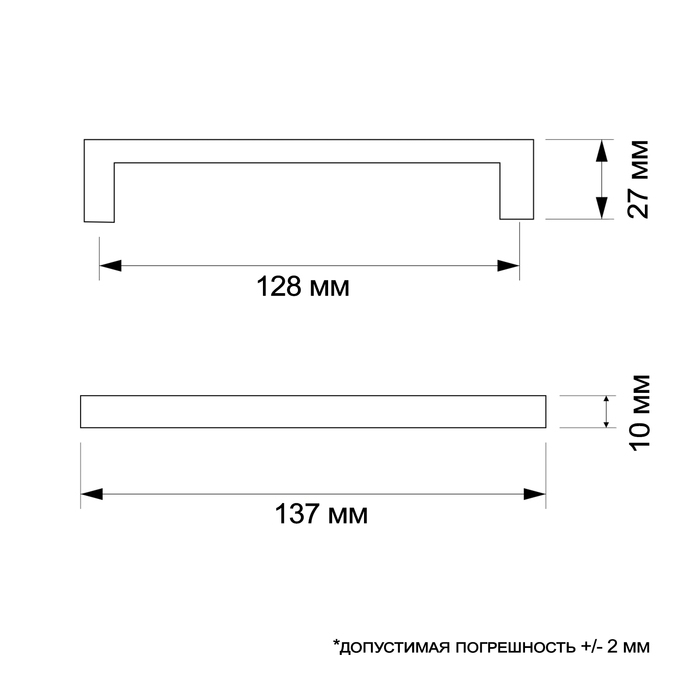 Ручка-скоба CAPPIO SQUARE2 RSC007, алюминий, м/о 128 мм, цвет черный