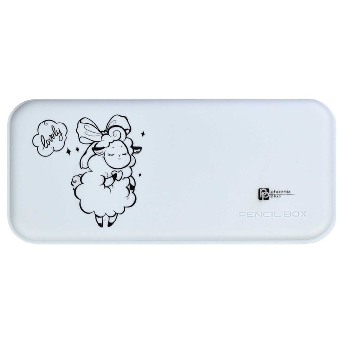 Пенал-футляр пластиковый 90 х 204 х 28 мм, Феникс "Овечки" белый 61989