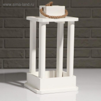 Кашпо деревянное "Фонарь", ручка верёвка, белый, 16×16×30 см Кашпо деревянное "Фонарь", ручка верёвка, белый, 16×16×30 см