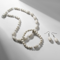 Набор 3 предмета: серьги, бусы, браслет &laquo;Натурель&raquo;, бусины №8, цвет белый, 42 см