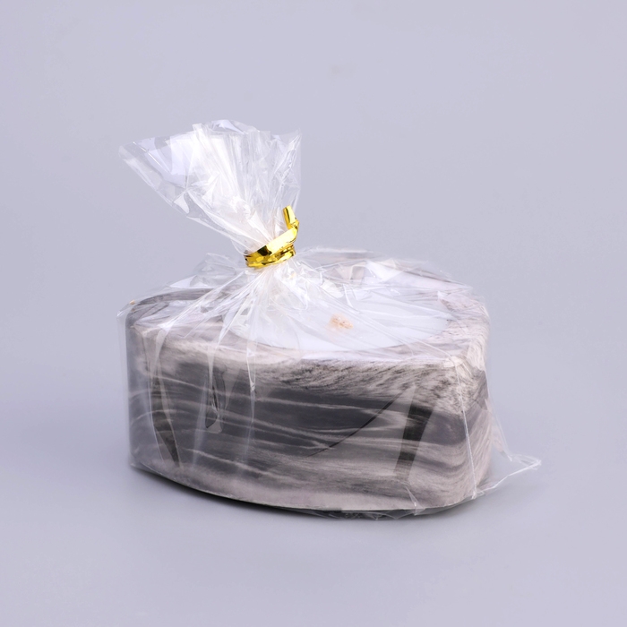 Свеча "Сердце малое. Мрамор" в подсвечнике из гипса, 7х3см,мрамор с чёрными полосками