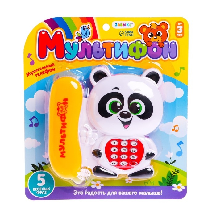 Музыкальный телефон &laquo;Мультифон: Панда&raquo;, русская озвучка, работает от батареек, МИКС