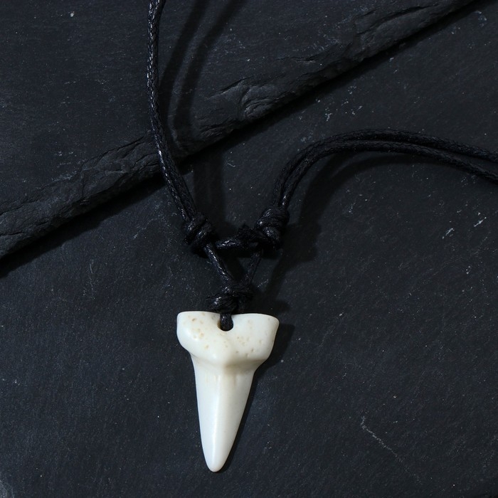 Кулон унисекс &laquo;Клык&raquo; осколок, цвет белый на чёрном шнурке, 42 см