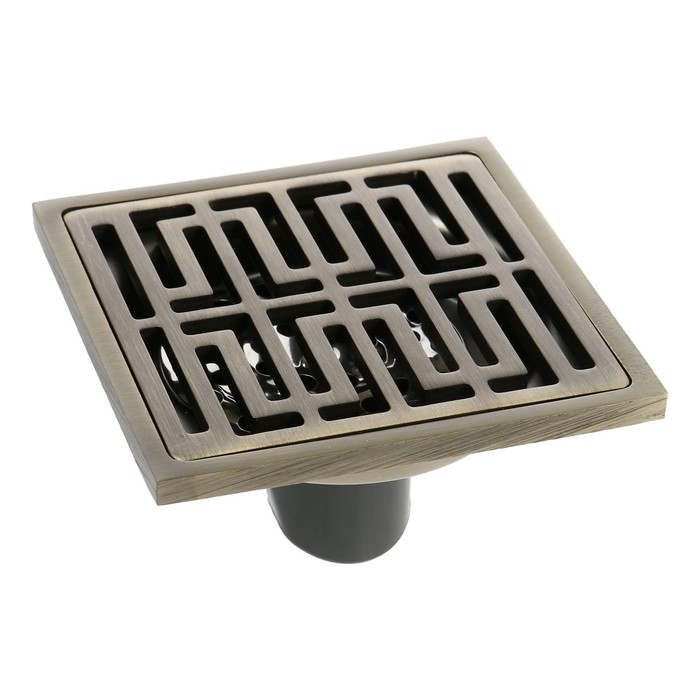 Трап ZEIN, 100х100 мм, вертикальный, d=32 мм, нержавеющая сталь, античная бронза Трап ZEIN, 100х100 мм, вертикальный, d=32 мм, нержавеющая сталь, античная бронза