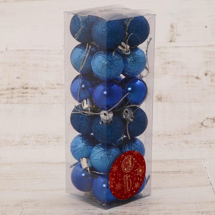 Набор шаров пластик d-3 см, 24 шт "Наоми" синий