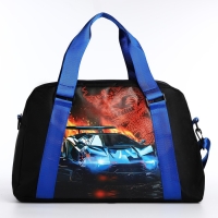 Сумка детская спортивная для мальчика &laquo;Крутая машина&raquo; 40х25х18, отд на молн, дл ремень, синий цвет