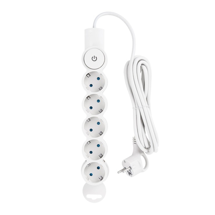 Сетевой фильтр, 5 гнезд, 3м, с/з, со шторками, с выкл, 2200Вт, 10А, бел, 32576 5, duwi