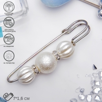 Булавка &laquo;Зефир&raquo; 7см, цвет белый в серебре