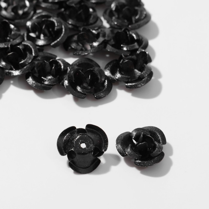 Бусина &laquo;Розочка&raquo;, 12 мм, (набор 30 шт.),цвет чёрный
