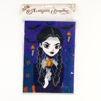 Алмазная мозаика на хеллоуин с частичным заполнением на холсте &laquo;Девочка с косичками&raquo;, 15 х 21 см