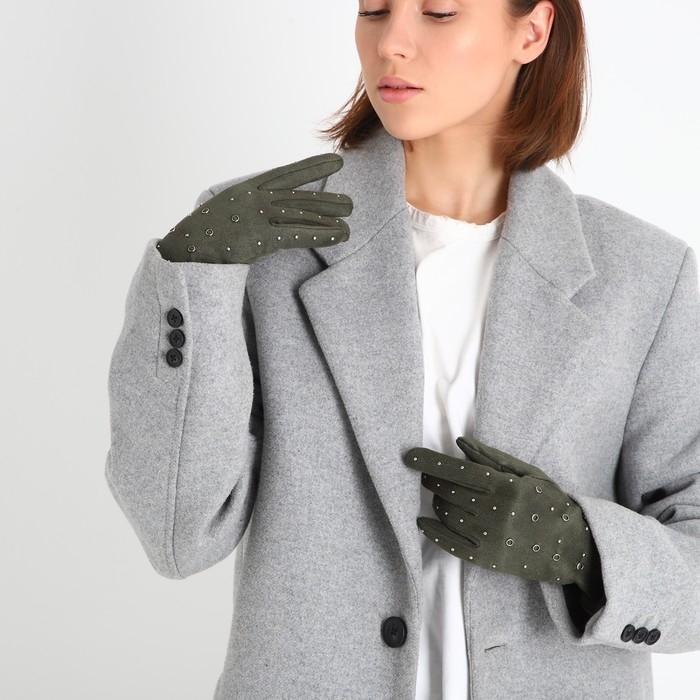 Перчатки женские, безразмерные, без утеплителя, цвет хаки