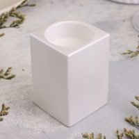 Подсвечник "Квадрат" из гипса, 5х8см, белый перламутр