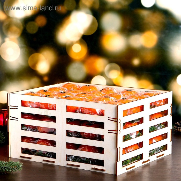 Набор новогодних свечей "Мандарины в ящике", 60 шт, 16,5&times;33,3&times;27 см