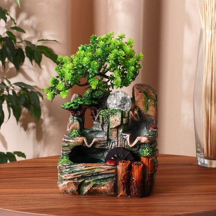 Фонтан Фонтан "Дерево на камнях, брёвнышки" 14х19х20 см (с подсветкой)