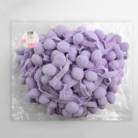 Тесьма декоративная с помпонами, 35 &plusmn; 5 мм, 9,1 &plusmn; 0,5 м, цвет сиреневый