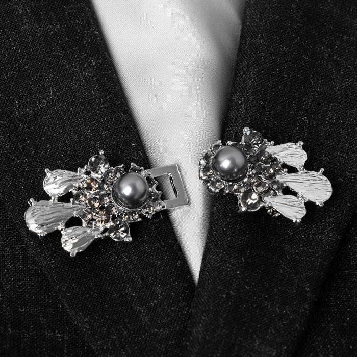 Зажим для кардигана «Барокко», цвет серый в серебре Зажим для кардигана «Барокко», цвет серый в серебре