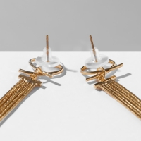 Серьги висячие &laquo;Водопад&raquo; сердце, 6 нитей, цвет золото, 19,5 см